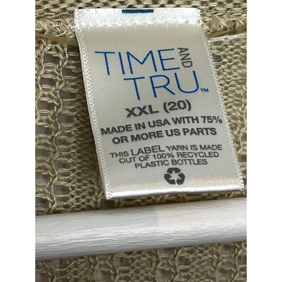 Time and Tru Sweater Womens Plus Size XXL 20 Cardigan Tan Knit Fall Work Casual - Picture 6 of 13